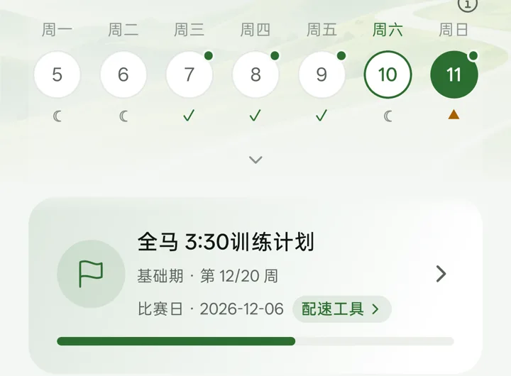 训练计划页：本周日程与计划进度